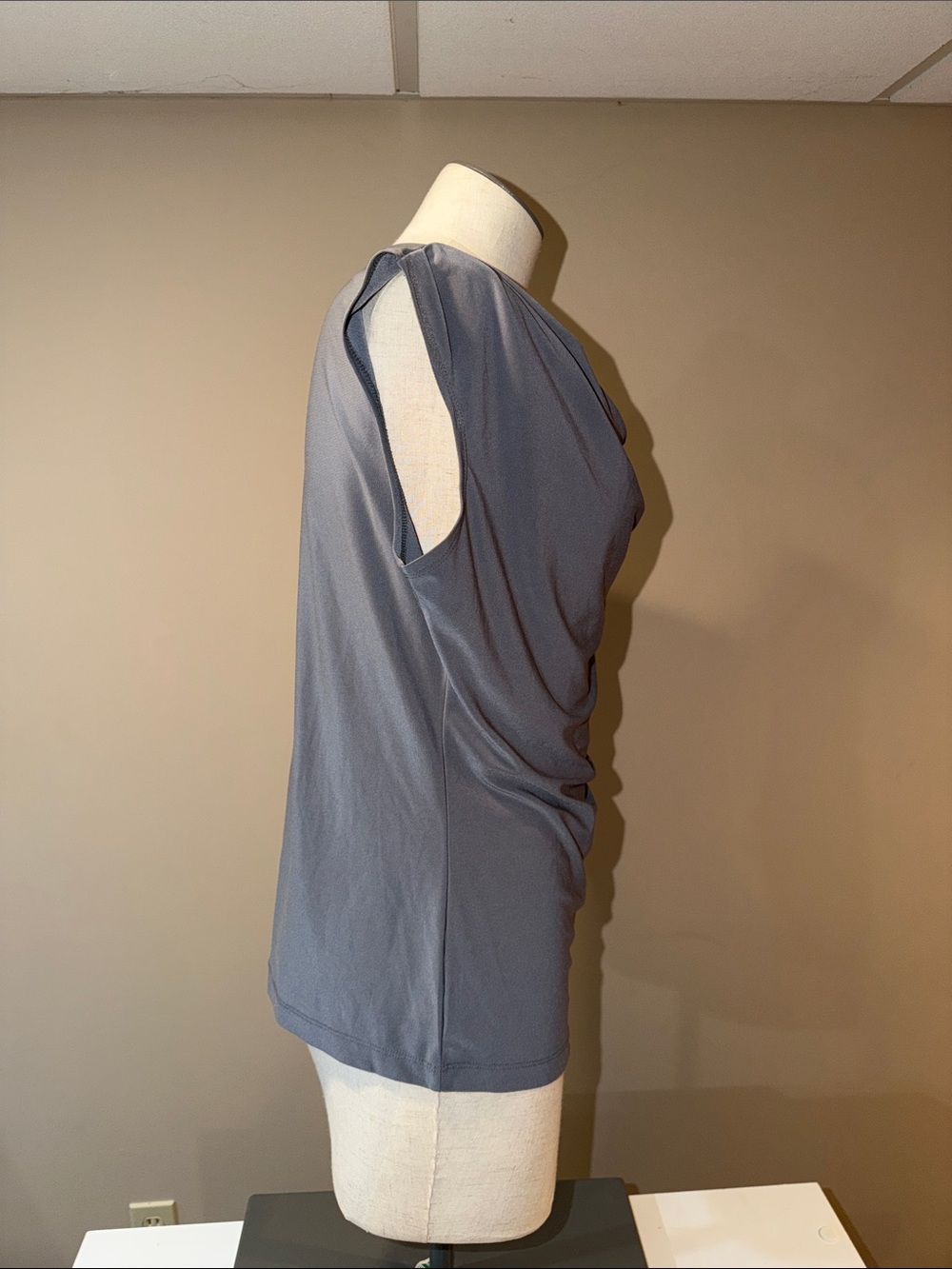 Dress Barn Sleeveless Drape Neck Camisole in Slate Gray - Picture 3 of 3